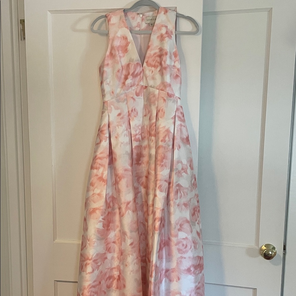 Sachin + Babi Watercolor Pink and White Dress